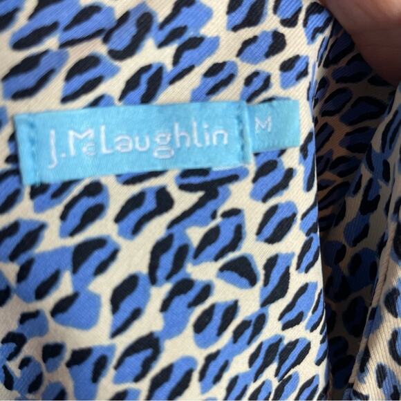 J Mclaughlin Blue Tan Leopard Catalina Cloth Shift Dress Medium - Picture 7 of 9